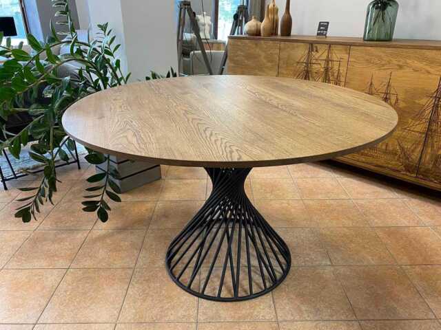 Round Oak Dining Table Handmade Industrial Modern Furniture - image 1