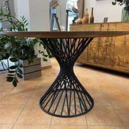 Round Oak Dining Table Handmade Industrial Modern Furniture - thumbnail 4