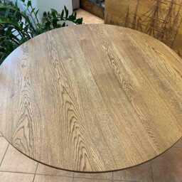 Round Oak Dining Table Handmade Industrial Modern Furniture - thumbnail 3