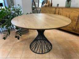 Round Oak Dining Table Handmade Industrial Modern Furniture