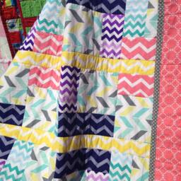 Colorful Chevron Throw Quilt All Cotton, Polka Dot Binding - 45x53 - thumbnail 3