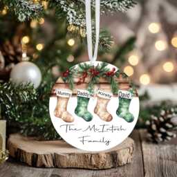 Our Family Home Personalised Christmas Bauble Gift Present Keepsake Train Tree Xmas Daughter Son Nephew Niece