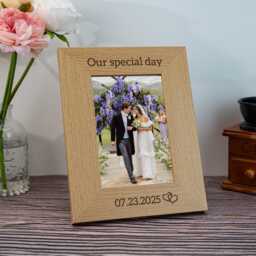 Family Photo Frame Personalized Gift, Engraved Wooden Picture Gift For - thumbnail 2