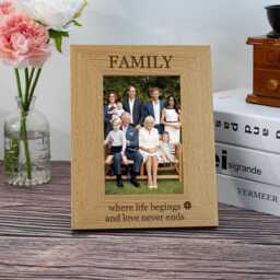 Family Photo Frame Personalized Gift, Engraved Wooden Picture Gift For - thumbnail 1