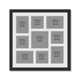 Large Multi Photo Picture Frame - Holds 9 Photos Black
