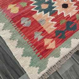 Kilim Rug Afghan, Handmade Artisan Multicolour Turkish Persian Rug, Navajo Moroccan Bohemian Flatweave, Natural Wool Dhurrie 123x83 cm - thumbnail 3