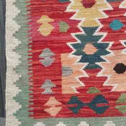 Kilim Rug Afghan, Handmade Artisan Multicolour Turkish Persian Rug, Navajo Moroccan Bohemian Flatweave, Natural Wool Dhurrie 123x83 cm - thumbnail 2