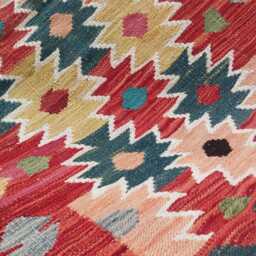 Kilim Rug Afghan, Handmade Artisan Multicolour Turkish Persian Rug, Navajo Moroccan Bohemian Flatweave, Natural Wool Dhurrie 123x83 cm - thumbnail 4