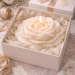Large Peony Candle - Handmade Floral Centerpiece Gift Box - thumbnail 3