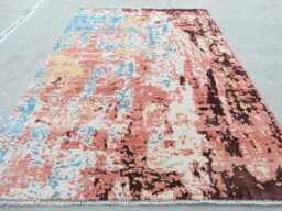 Handknotted 5x8 Erased Contemporary Rug - thumbnail 1