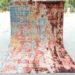 Handknotted 5x8 Erased Contemporary Rug - thumbnail 4