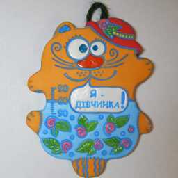 Ceramic Mini-Wall Cat Girl. in A Hat. Shorts. Wall Art. Hanging. Hand Made Ceramics. Wall Hanging Decor - thumbnail 2