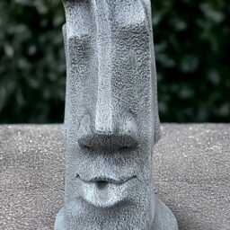 Stone Moai Head Decor Concrete Easter Island Statue Cement Sculpture Polynesian Style Ornament Face Figurine Handmade Art - thumbnail 2