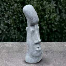 Stone Moai Head Decor Concrete Easter Island Statue Cement Sculpture Polynesian Style Ornament Face Figurine Handmade Art - thumbnail 3