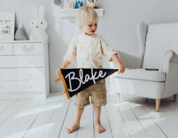 Custom Name Flag - Kids Wall Decor, Personalized Felt Pennant Banner, Pennant, Banner, Baby Name Sign, Garland, Gift For Kids - thumbnail 1
