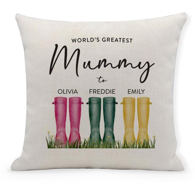 Personalized Family Wellies Cushion, Mother's Day Gift - image 1
