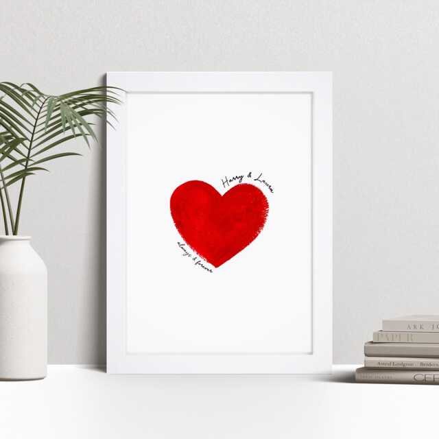Personalised Love Heart Print, Couples Valentine's Day Gift, Custom Wall Art Framed Picture, Present For Him, Her Nl - image 1