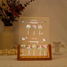 Custom Birth Flower Night Light First Mom Now Grandma Gift, Nan Light, Grandma's Garden Light For Her - thumbnail 2