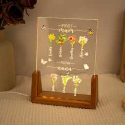 Custom Birth Flower Night Light First Mom Now Grandma Gift, Nan Light, Grandma's Garden Light For Her - thumbnail 3