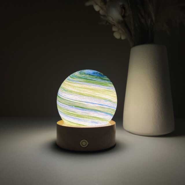 Custom Aurora Night Light, Green Blue Gradient Swirl Glass Sphere Lamp, Small Bedside Baby Room Decor Gift - image 1