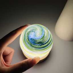 Custom Aurora Night Light, Green Blue Gradient Swirl Glass Sphere Lamp, Small Bedside Baby Room Decor Gift - thumbnail 2