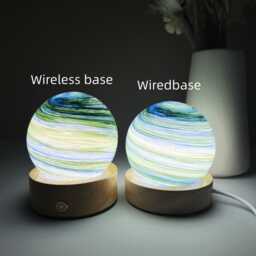 Custom Aurora Night Light, Green Blue Gradient Swirl Glass Sphere Lamp, Small Bedside Baby Room Decor Gift - thumbnail 3