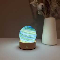 Custom Aurora Night Light, Green Blue Gradient Swirl Glass Sphere Lamp, Small Bedside Baby Room Decor Gift - thumbnail 4