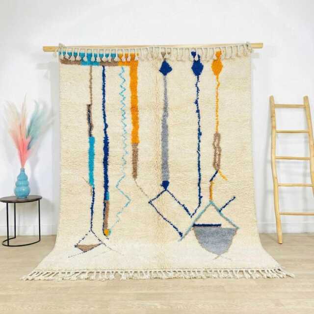 Ivory Moroccan Berber Rug, Handwoven Wool Shag Boho Nursery Authentic Beni Ourain Carpet, Large 9x12 Area Rug - image 1