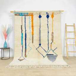 Ivory Moroccan Berber Rug, Handwoven Wool Shag Boho Nursery Authentic Beni Ourain Carpet, Large 9x12 Area Rug - thumbnail 1