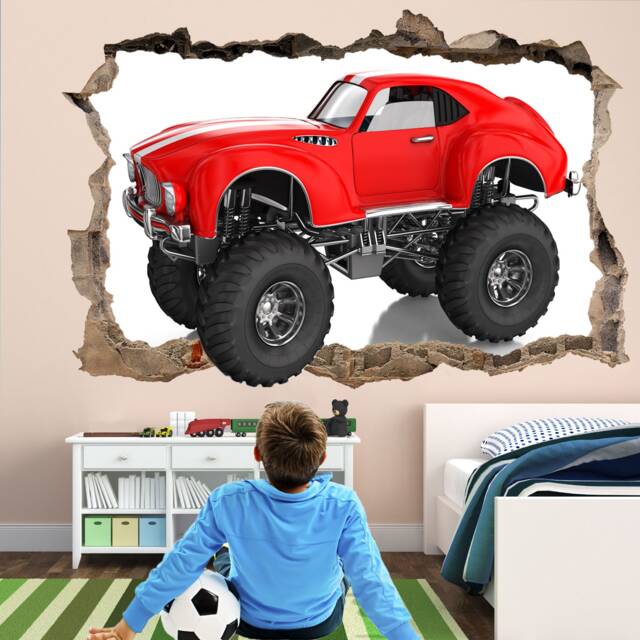 Monster Car Wall Decal Sticker Mural Poster Print Art Kids Boys Bedroom Decor Gz13 - image 1