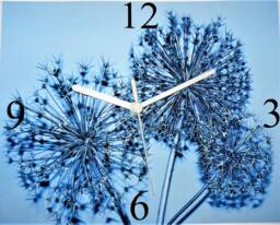 Allium Flower Wall Clock, Gloss Aluminum Finish