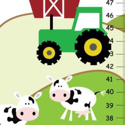 Personalized Canvas Growth Chart Farm Animals Cow Horse Rooster Kids Bedroom Baby Nursery Wall Art - thumbnail 1