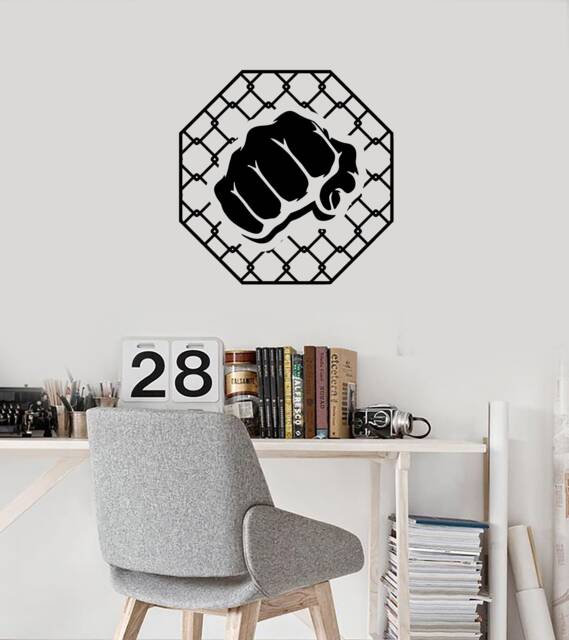 mma Cage Vinyl Wall Decal Fight Club Fighter Decor Stickers Mural - #2789Di - image 1
