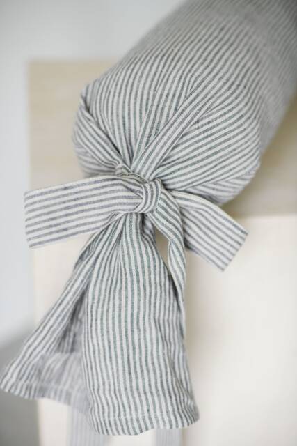Linen Bolster Pillow Cover With Bow Ties/Bolster Candy Pure Flax Linen Round Cushion Various Colors - image 1