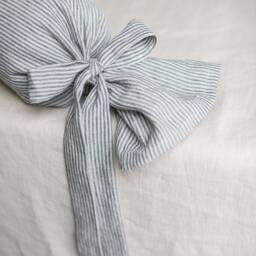 Linen Bolster Pillow Cover With Bow Ties/Bolster Candy Pure Flax Linen Round Cushion Various Colors - thumbnail 2