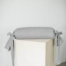 Linen Bolster Pillow Cover With Bow Ties/Bolster Candy Pure Flax Linen Round Cushion Various Colors - thumbnail 3