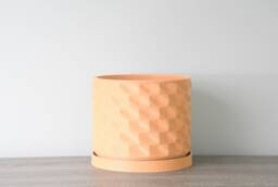 "Geometric Planter With Drainage & Saucer in Orange Sherbet, Unique 3D-Printed Plant Pot, Small To Large Sizes 4"" 5"" 6"" 7"" 8" - thumbnail 1