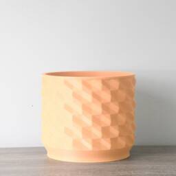 "Geometric Planter With Drainage & Saucer in Orange Sherbet, Unique 3D-Printed Plant Pot, Small To Large Sizes 4"" 5"" 6"" 7"" 8" - thumbnail 3