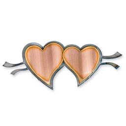Two Of Hearts - Torch Cut Copper On Steel Wall Hanging