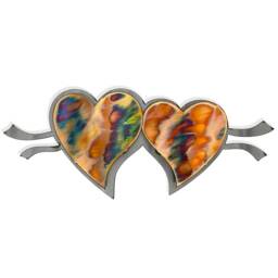 Two Of Hearts - Torch Cut Copper On Steel Wall Hanging - thumbnail 2
