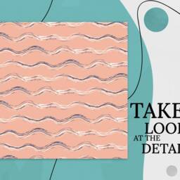 Cute Zigzag Doodles Pencil Vinyl Flooring, Coral Flooring Linoleum, Blue Retro Floor Cover, Waves Art Floor, High Quality Print - thumbnail 2
