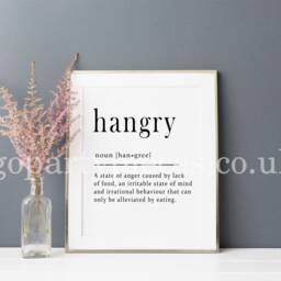 Hangry Definition Print, Wall Art Bedroom Dorm Sign, Funny Word Art, Hungry Food Quote Unfamed - N16 - thumbnail 2