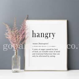 Hangry Definition Print, Wall Art Bedroom Dorm Sign, Funny Word Art, Hungry Food Quote Unfamed - N16 - thumbnail 1