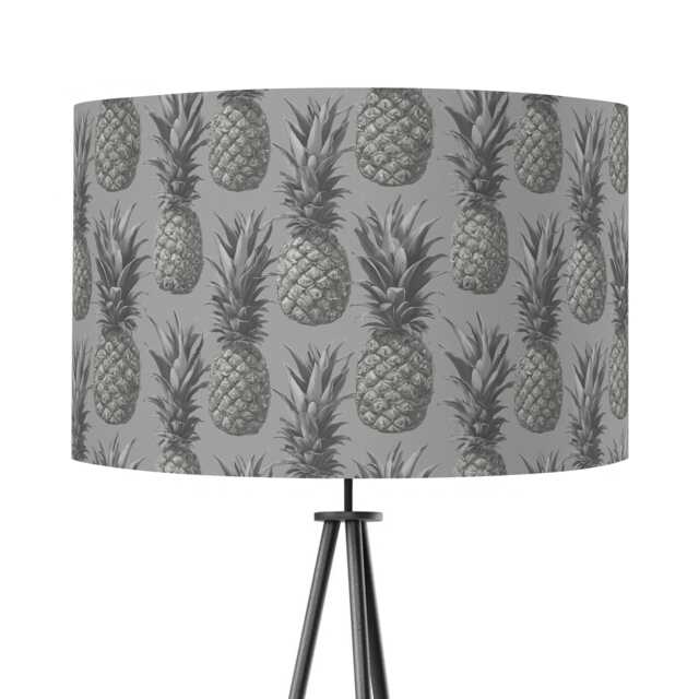 Retro Pineapple Grey Monochrome Velvet Lampshade 25cm 30cm 35cm 40cm 45cm - Drum Lamp Shade Handmade Home Decor Ceiling - image 1