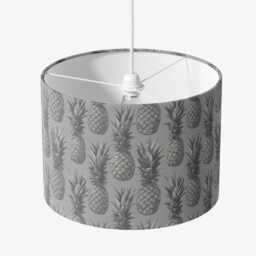 Retro Pineapple Grey Monochrome Velvet Lampshade 25cm 30cm 35cm 40cm 45cm - Drum Lamp Shade Handmade Home Decor Ceiling - thumbnail 2