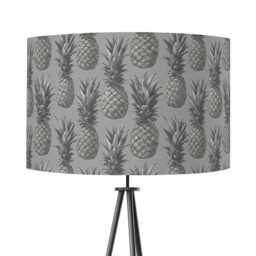 Retro Pineapple Grey Monochrome Velvet Lampshade 25cm 30cm 35cm 40cm 45cm - Drum Lamp Shade Handmade Home Decor Ceiling