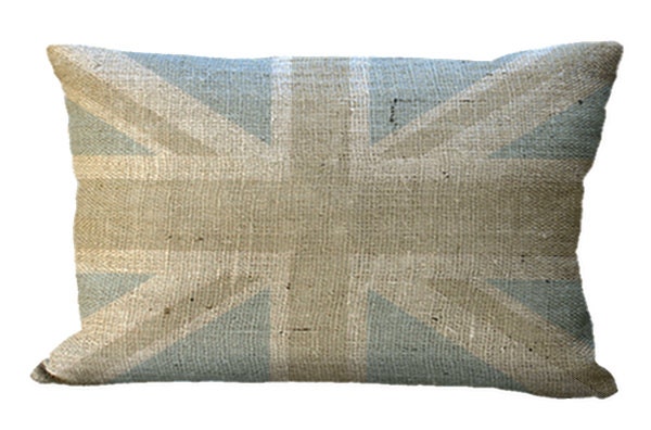 Burlap Blue & Neutral Union Jack Lumbar Oblong in Choice Of 13x20