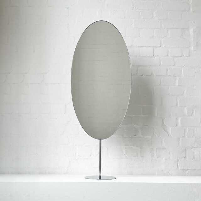 Ovalis Countertop Oval Mirror With Contemporary Stainless Steel Frame - image 1