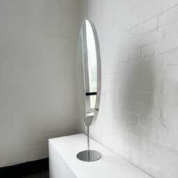 Ovalis Countertop Oval Mirror With Contemporary Stainless Steel Frame - thumbnail 3