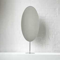 Ovalis Countertop Oval Mirror With Contemporary Stainless Steel Frame - thumbnail 1